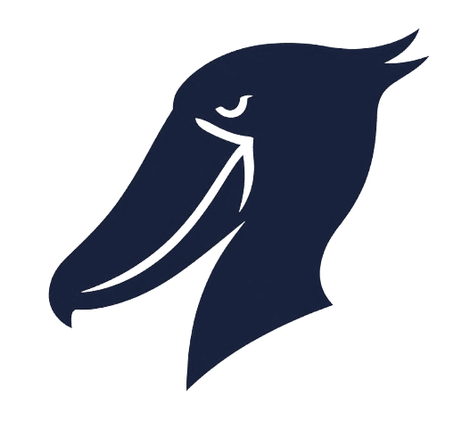 Shoebill brand logo — stylized shoebill silhouette